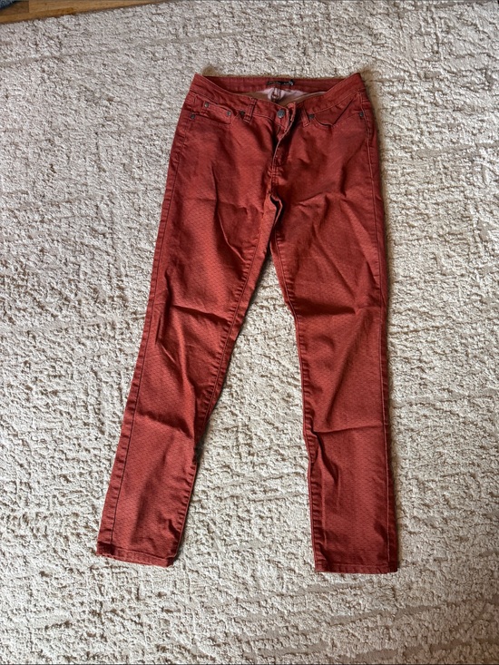 Prana Pants - Prana Rust Red Patterned Skinny Pants